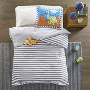 Mi-Zone Kids Dinosaur Dreams Twin Kids Bedding Sets for Boys - Grey, Blue, Dinosaur – 3 Pieces Boy Comforter Set – Ultra Soft Microfiber Kid Childrens Bedroom Comforters