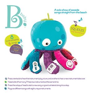 B. toys by Battat – Under the Sea Jamboree – B. Softies – Musical Octopus Toy – Soft Octopus Plush with 8 Instruments - Sensory Toys for babies 10 months +