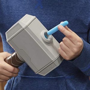 Avengers NERF Power Moves Marvel Thor Hammer Strike Hammer NERF Dart-Launching Toy for Kids Roleplay, Toys for Kids Ages 5 and Up