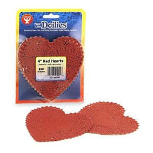 Hygloss Products Heart Paper Doilies – 4 Inch Red Lace Doily for Decorations, Crafts, Parties, 100 Pack