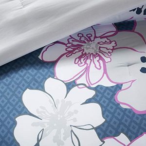 MI ZONE Allison Comforter Set Full/Queen Size - White, Yellow, Grey, Floral – 4 Piece Bed Sets – Ultra Soft Microfiber Teen Bedding for Girls Bedroom