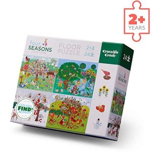 Crocodile Creek 4185-4 Four Seasons Early Learning Puzzle (24 Piece), Green/Blue/Red/Pink