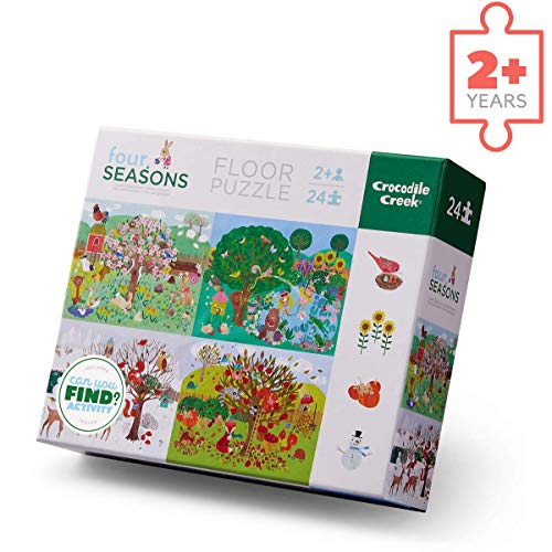 Crocodile Creek 4185-4 Four Seasons Early Learning Puzzle (24 Piece), Green/Blue/Red/Pink