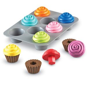 Learning Resources Smart Snacks Shape Sorting Cupcakes & Smart Snacks Rainbow Color Cones, Color Identification, Fine Motor Toy, Ages 2+