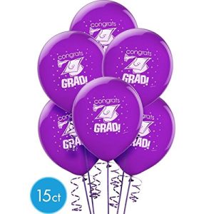 amscan Congrats Graduation Party Balloon Decoration (Pack of 15), Multicolor, 12"