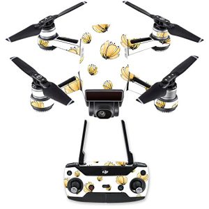 MightySkins Skin Compatible with DJI Spark Drone & Controller - Yellow Poppy | Protective, Durable, and Unique Vinyl Decal wrap Cover | Easy to Apply, Remove, and Change Styles | Made in The USA