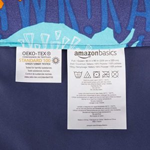 AmazonBasics Easy Care Super Soft Microfiber Kid's Bed-in-a-Bag Bedding Set - Full / Queen, Multi-Color Dinosaurs