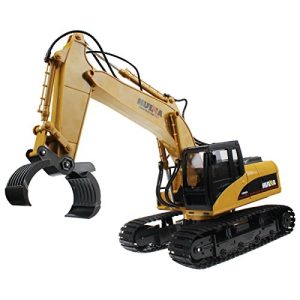 2.4Ghz Radio Control 16 Channel Alloy Timber Grab Excavator Rechargeable Sound and Light Demo Remote Control Engineer Truck