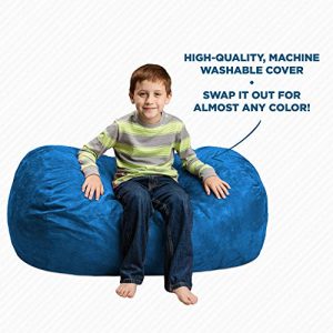 Chill Sack Bean Bag Chair: Large 4' Memory Foam Furniture Bag and Large Lounger - Big Sofa with Soft Micro Fiber Cover - Royal Blue