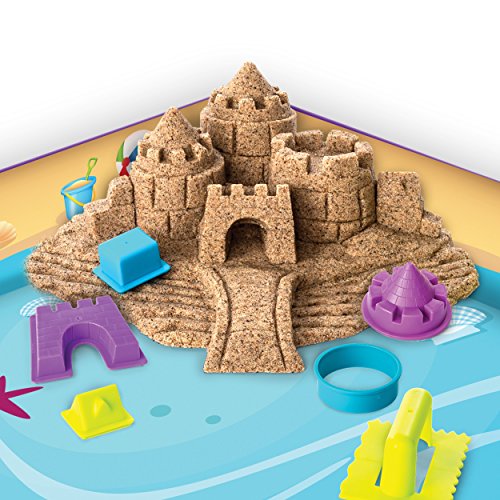 The One and Only Kinetic Sand, Beach Day Fun Playset with Castle Molds, Tools, and 12 oz. of Kinetic Sand for Ages 3 and Up - 6037423