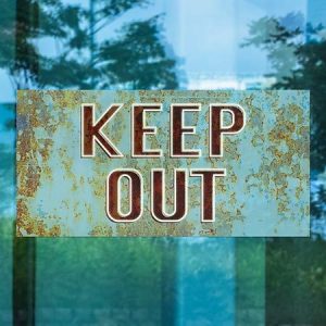 CGSignLab |"Keep Out -Ghost Aged Blue" Window Cling | 24"x12"