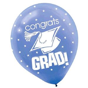 amscan Congrats Grad Graduation Party Balloon Decoration (Pack of 15), Multicolor, 12"
