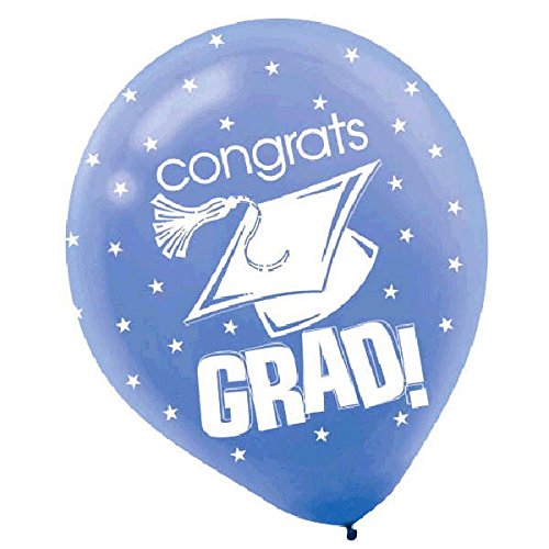 amscan Congrats Grad Graduation Party Balloon Decoration (Pack of 15), Multicolor, 12"