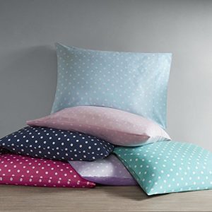 Mi-Zone Polka Dot Printed 100% Cotton Percale Ultra Soft 4 Piece Sheet Set for Girls Bedding, Full Size, Seafoam