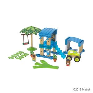 Fisher-Price Wonder Makers Design System Beach Bungalow - 35+ Piece Building and Wooden Track Play Set for Ages 3 Years & Up