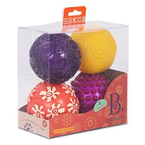 B. toys – Oddballs - 4 Sensory Toy Balls in Warm Colors for Toddlers Aged 6 Months +