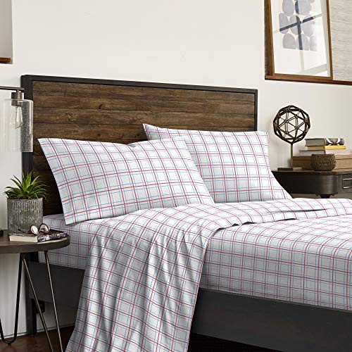 IZOD Double Plaid Sheet Set, Twin, Red/Blue