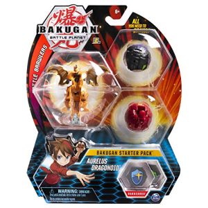 Bakugan Starter Pack 3-Pack, Aurelus Dragonoid, Collectible Action Figures, for Ages 6 and Up