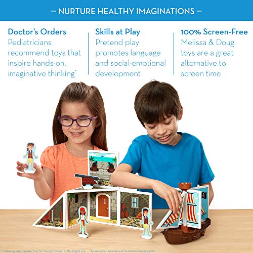 Melissa & Doug Magnetivity Magnetic Tiles Building Play Set – Pirate Cove with Pirate Ship (62 Pieces, STEM Toy, Great Gift for Girls and Boys - Best for 4, 5, 6, 7, 8 Year Olds and Up)