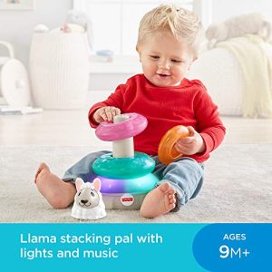 Fisher-Price Linkimals Lights & Colors Llama - Interactive Stacking Ring Toy with Music and Lights for Baby Ages 9 Months & Up