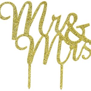 Unik Occasions "Mr & Mrs Script Acrylic Cake Topper - Gold Glitter