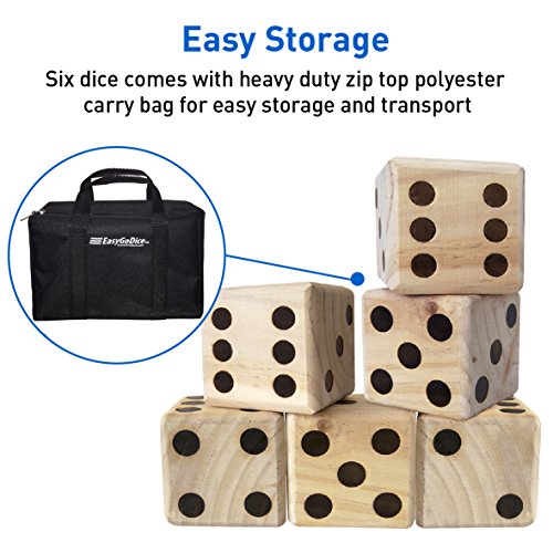 EasyGoProducts Large DICE Game – Giant Wooden Yard DICE Set – DICE with Bag DICE Games Kids – Great Lawn and Family Game