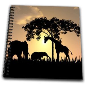 3dRose db_48979_1 African Safari Silhouette Drawing Book, 8 by 8-Inch
