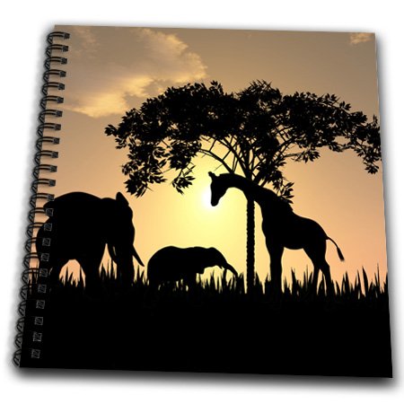 3dRose db_48979_1 African Safari Silhouette Drawing Book, 8 by 8-Inch