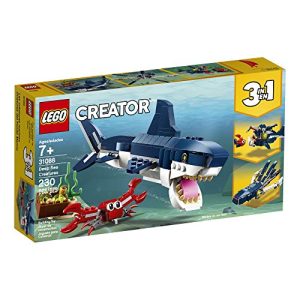 LEGO Creator 3in1 Deep Sea Creatures 31088 Make a Shark, Squid, Angler Fish, and Crab with this Sea Animal Toy Building Kit (230 Pieces)