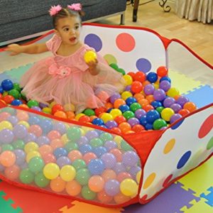 eWonderWorld 40” Polka Dot Kids Pop Up Ball Pit Portable Play Area Hexagon Playpen with Carrying Bag