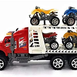 Velocity Toys Children's Powerful Semi - Transporter Truck & Mini Dirt Bikes Playset Toy ( Colors May Vary )