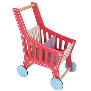 Bigjigs Toys Wooden Shopping Cart Toy - Pretend Play Shop and Role Play for Kids