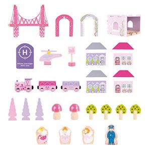 Bigjigs Rail Wooden Fairy Town Train Set - 75 Play Pieces
