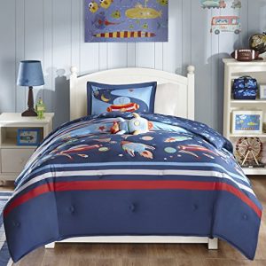 Mizone Kids Space Cadet 3 Piece Comforter Set, Blue, Twin
