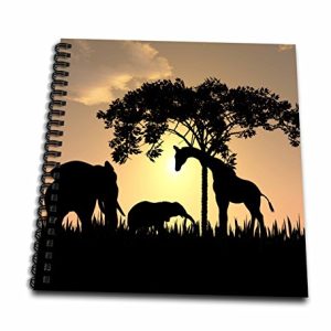 3dRose db_48979_1 African Safari Silhouette Drawing Book, 8 by 8-Inch