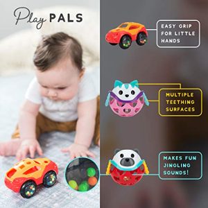 Nuby Cartoon Animal Rattle Teether Toy, Bear, 5"