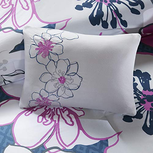 MI ZONE Allison Comforter Set Full/Queen Size - White, Yellow, Grey, Floral – 4 Piece Bed Sets – Ultra Soft Microfiber Teen Bedding for Girls Bedroom