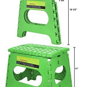Greenco Super Strong Foldable Step Stool for Adults and Kids - 11 Inches in Height, Holds up to 300 Lb (2 Pack - Red, Green)