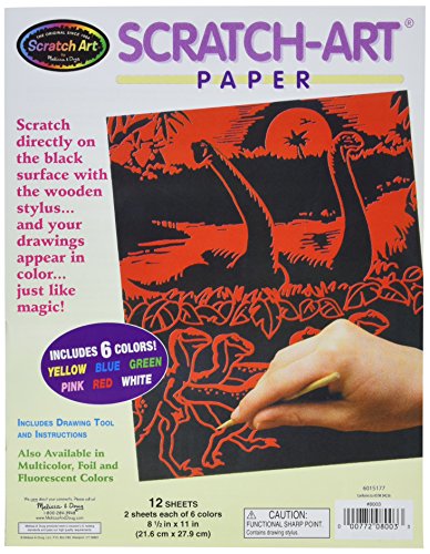 Melissa & Doug Scratch Art Paper Solid Color Assortment With Stylus (12 Sheets, 6 Colors, Great Gift for Girls and Boys - Best for 5, 6, 7, 8, 9 Year Olds and Up)