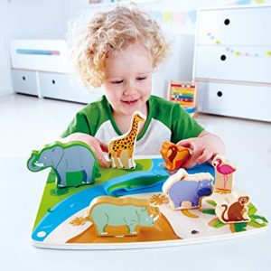 Hape Wild Animal Puzzle & Play Game, Multicolor, 5'' x 2''