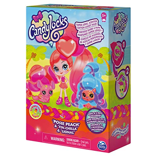 Candylocks, 3-Pack, Posie Peach 3-inch Scented Collectible Surprise Doll and 2 Pets with Accessories