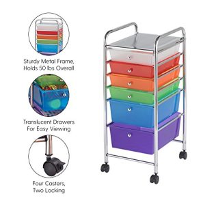 ECR4Kids 6-Drawer Mobile Organizer, Assorted Colors