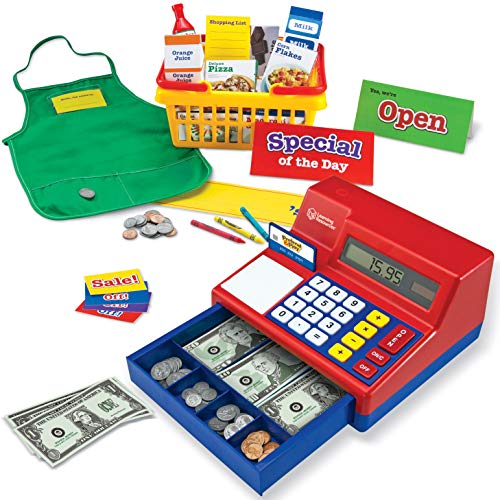 Learning Resources Lets Shop! Market Set, Classic Cash Register, Play Food with Shopping Cart, 95Piece, Ages 3+
