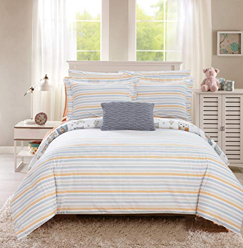Chic Home Forest 6 Piece Reversible Comforter Cute It's A Hoot Owl Friends Youth Design Bed in a Bag-Sheet Set Decorative Pillow Sham Included, Twin, Grey