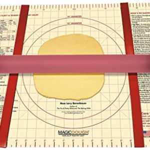 Rose Levy Beranbaum Signature Series RPK001 Rose's All American Pie Kit Includes Rolling Pin, Mat and Fast Tracks Dough Thickness Rails, 18" x 24.5", Red