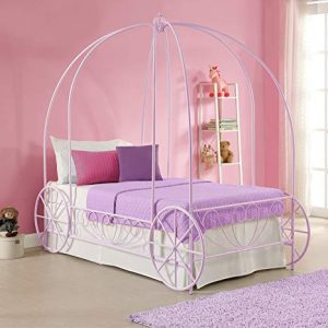 DHP Metal Carriage Bed, Fairy Tale Bed Frame, Shabby-Chic Style, Twin, Lilac