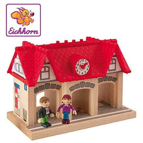 Eichhorn Wooden Soundstation for Trains Sets (4 Piece), Brown