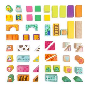 Small Foot Wooden Toys Farm Theme Wood and Knobs Building Blocks 80 Piece playset Designed for Children 12+ Months