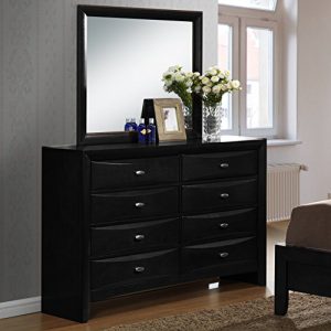 Roundhill Furniture Blemerey Fully Assembled Dresser and Mirror, Black