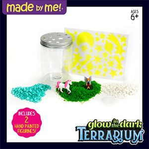 Made By Me Glow-in-The-Dark Terrarium by Horizon Group USA, with 2 Hand Painted Figurines